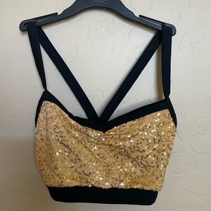 black/gold two piece solo costume
